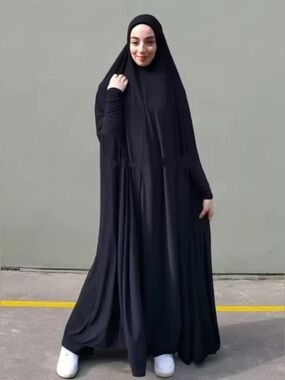 NWT Black Long Sleeve Muslim prayer Dress with Studded Cuffs